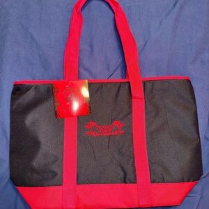 Trader Joe's Black and Red Insulated Tote Bag • NWT